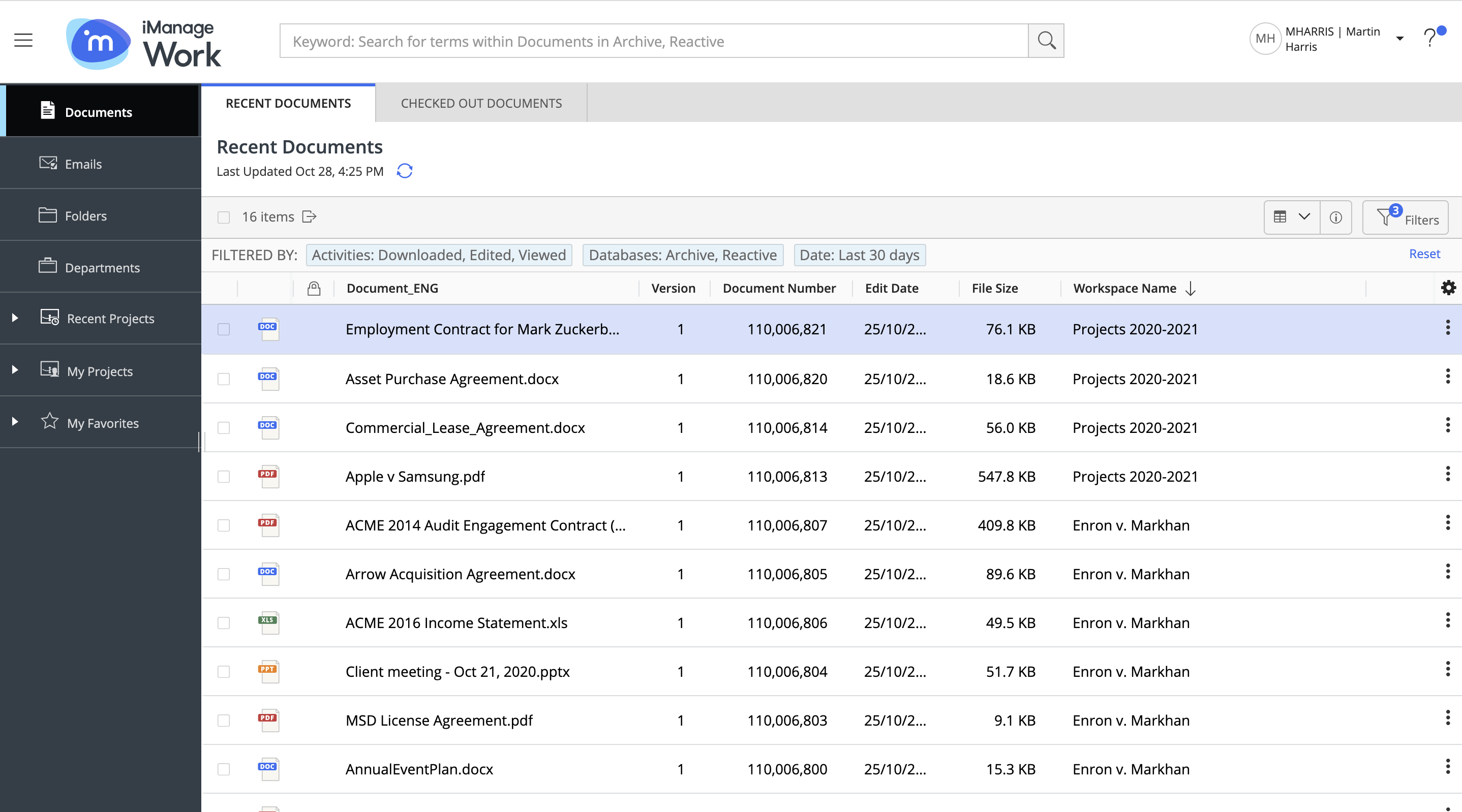 iManage screenshot