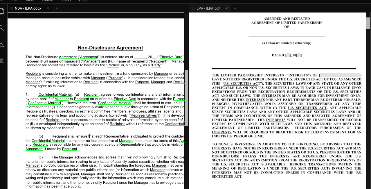 Review Word documents alongside PDFs.